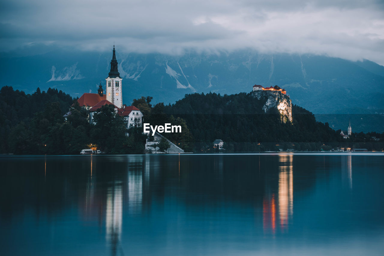 Bled lake during blue hour