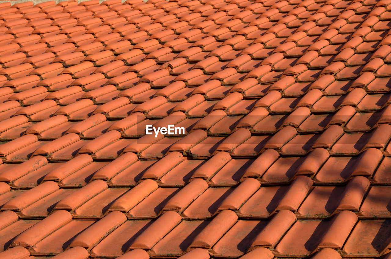 Tiles on the roof, on a sunny day.