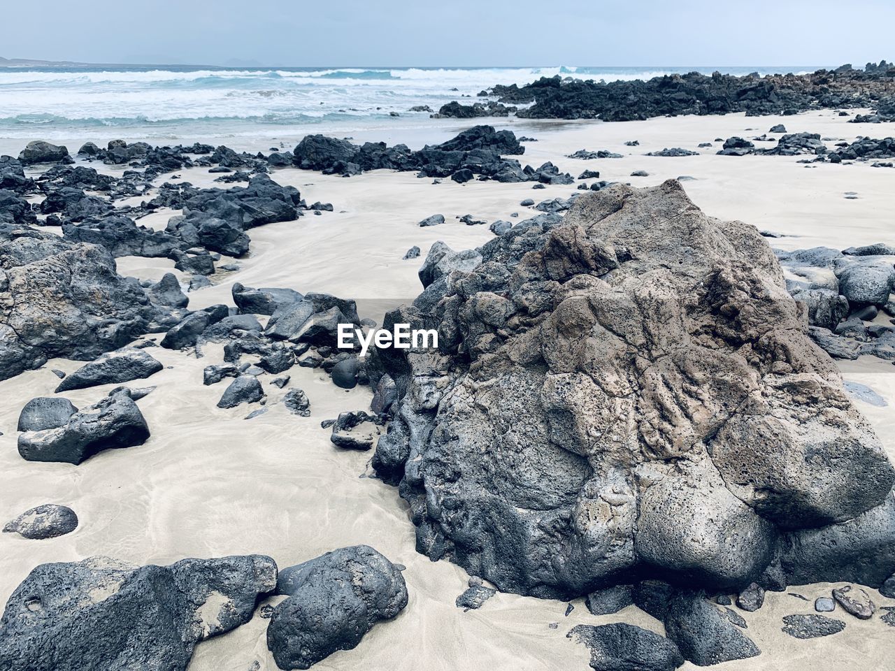 Scenic view of sea shore during winter