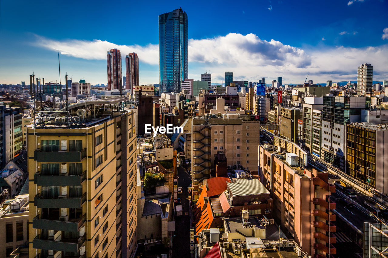 View of skyscrapers in city