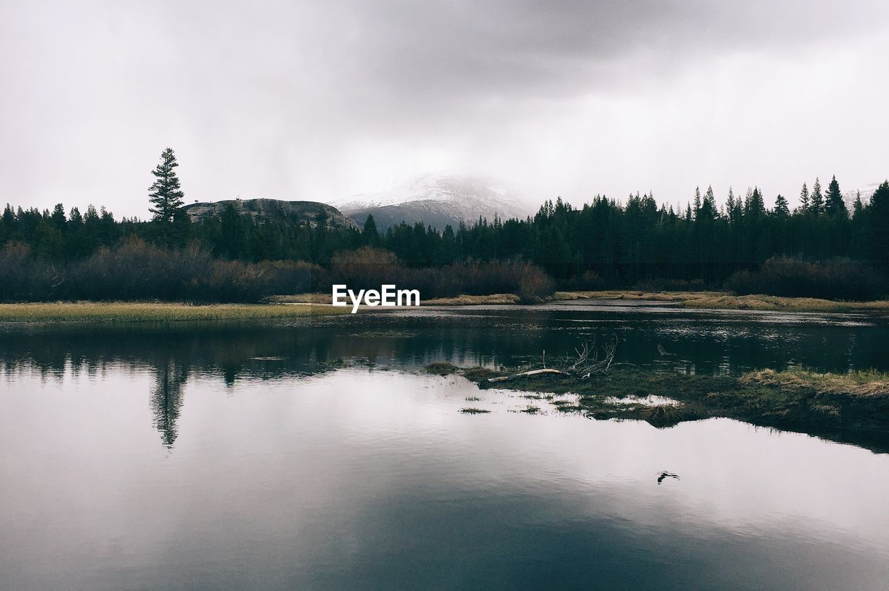 Scenic view of lake against sky