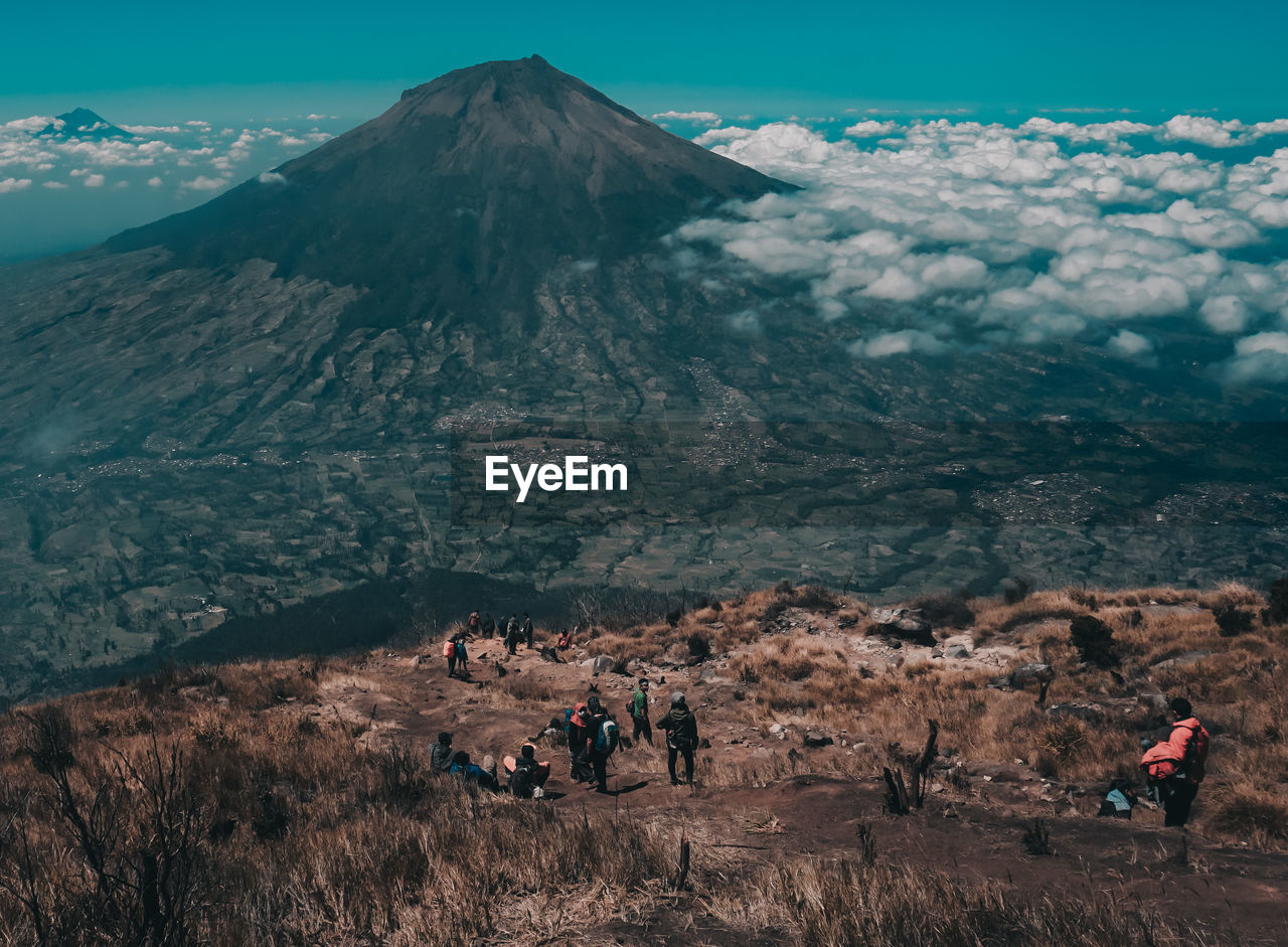 Scenic view of mount sumbing from the top of mount sindoro