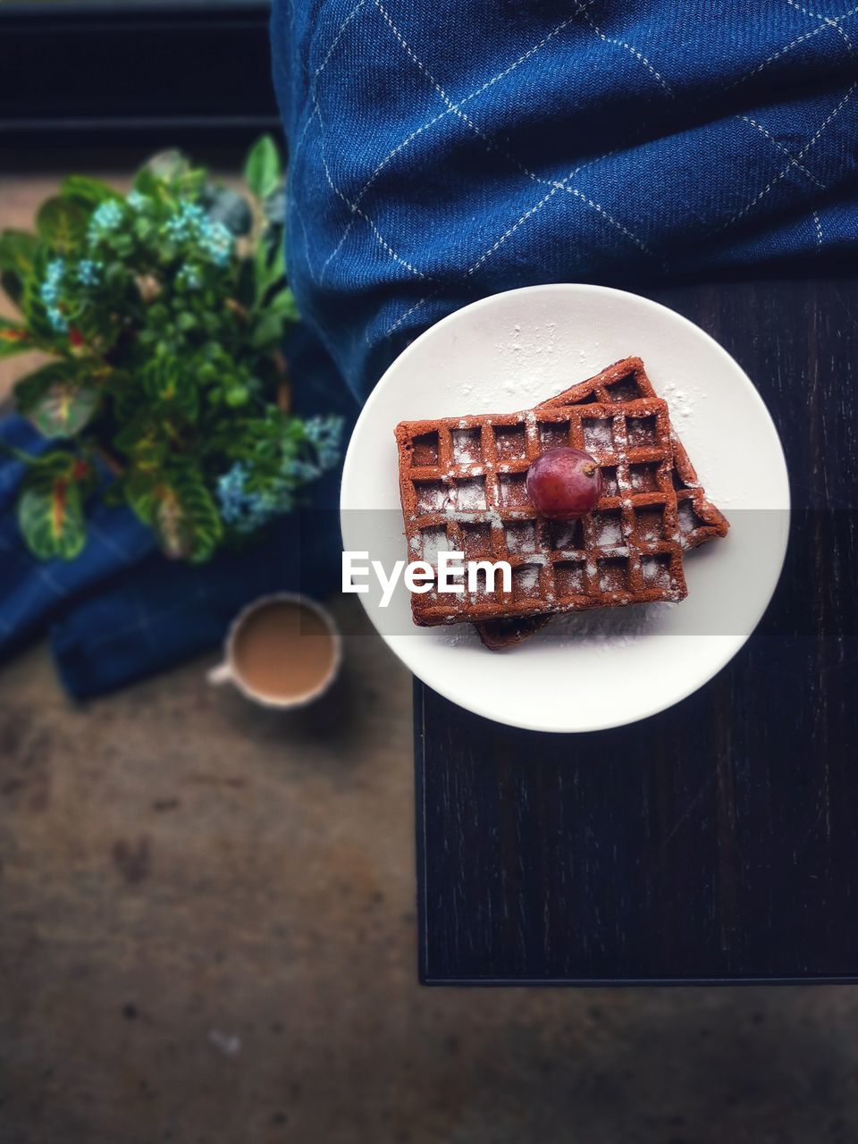 Directly above shot of breakfast served on table