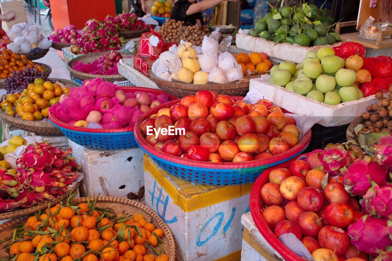 Colorful fruit and vegetables on market in cambodia