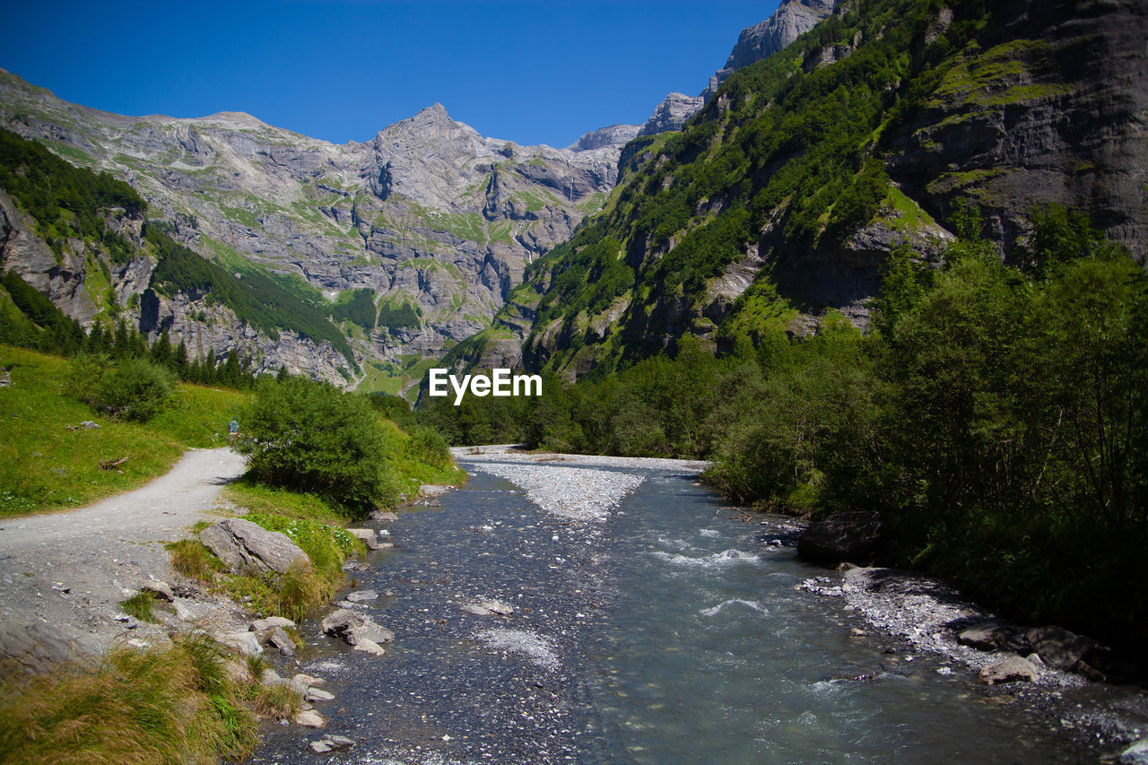 Scenic view of mountains against clear sky