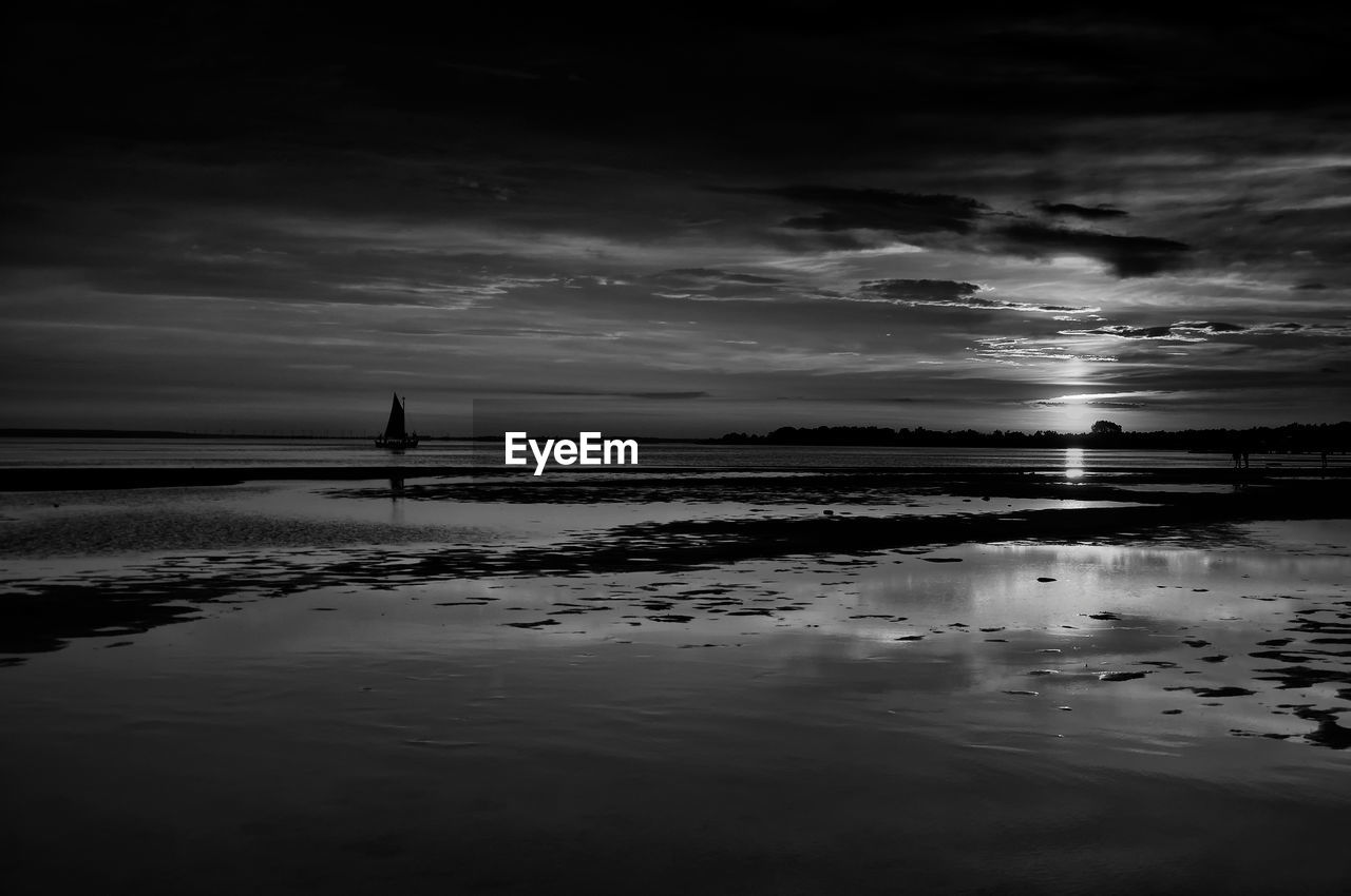 Scenic view of sea against sky at sunset