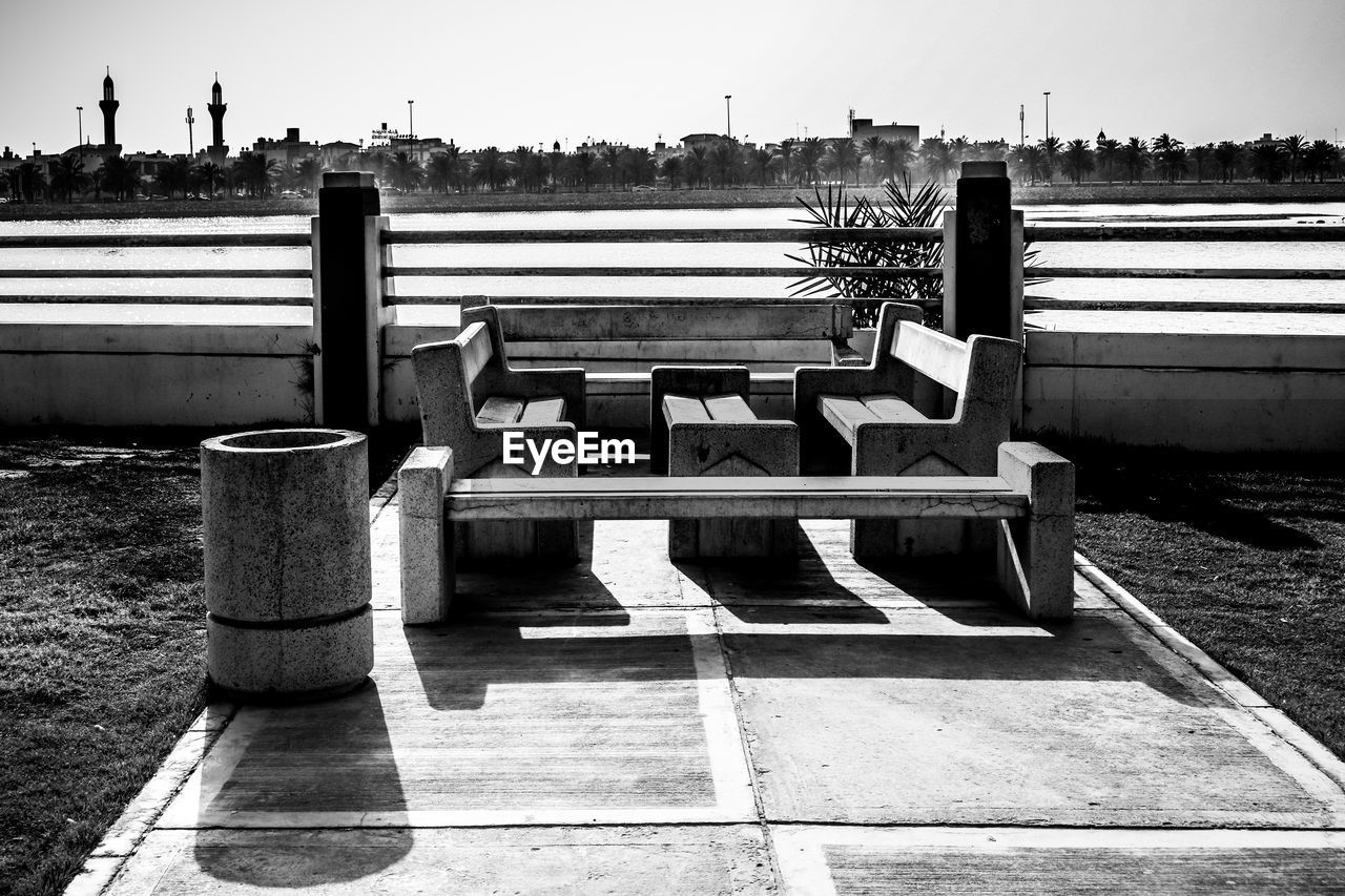 Empty benches at public park
