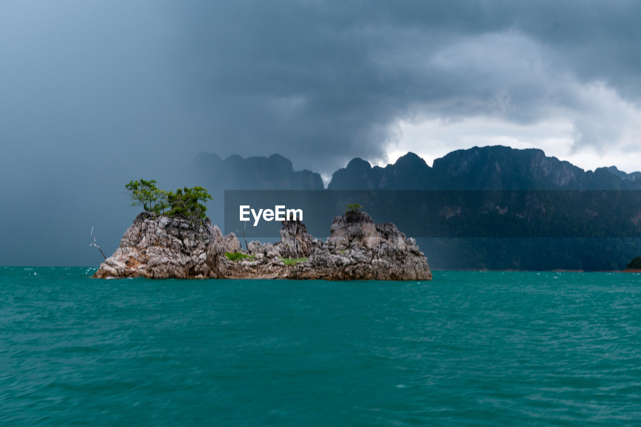 View of rock formation in sea