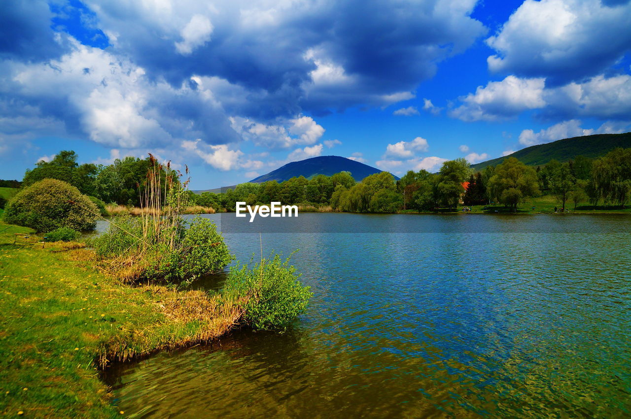 Scenic view of lake against sky