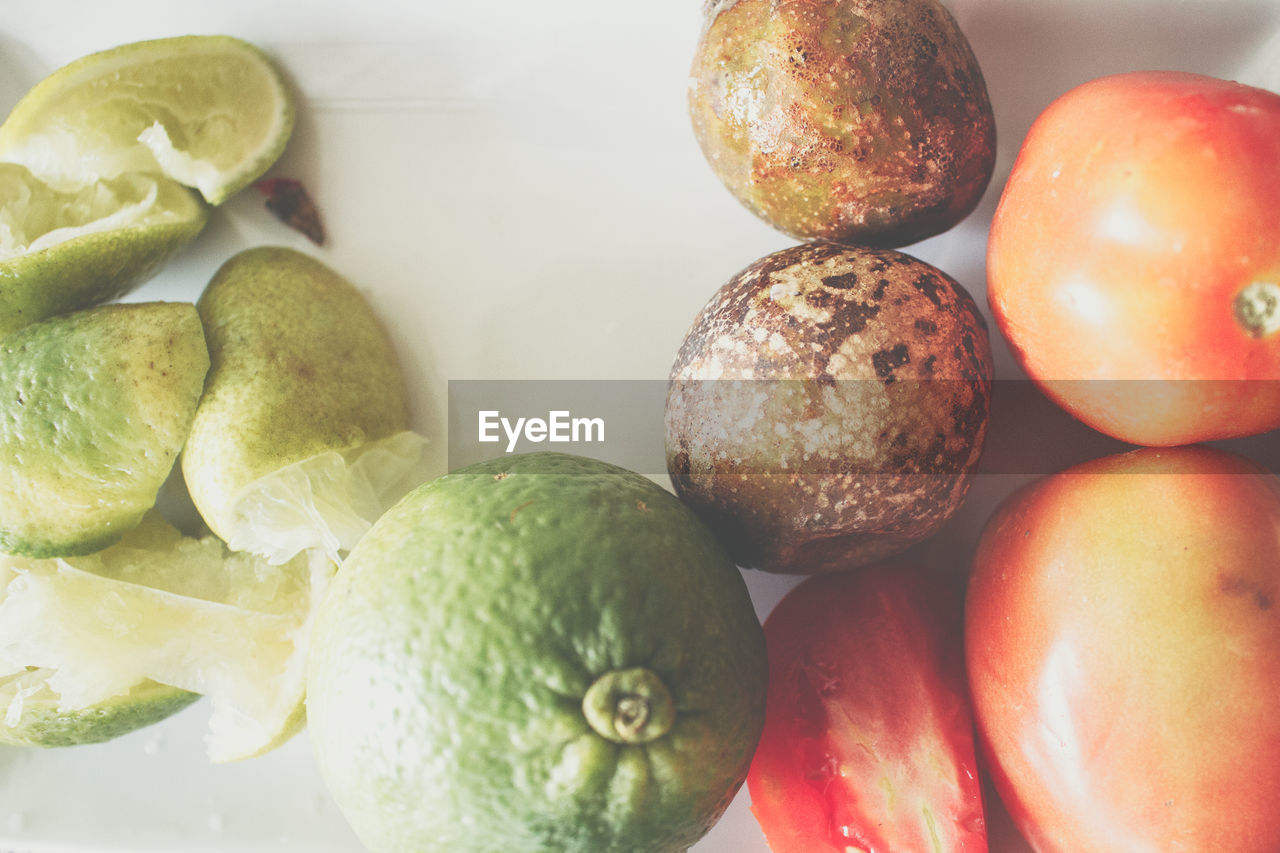 Close-up of fruits and vegetables on table