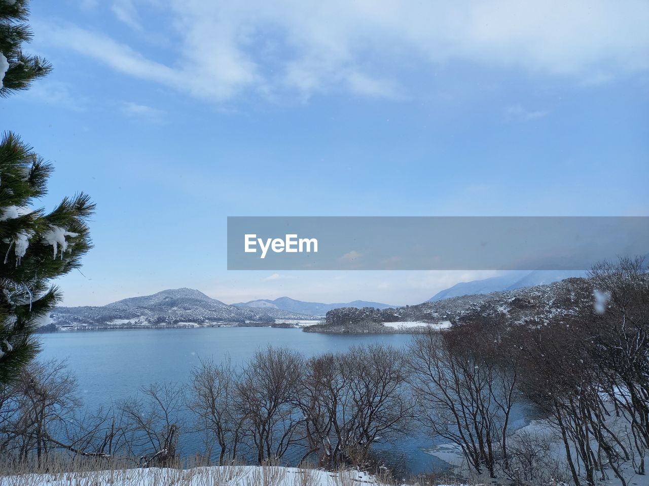 Scenic view of lake against sky