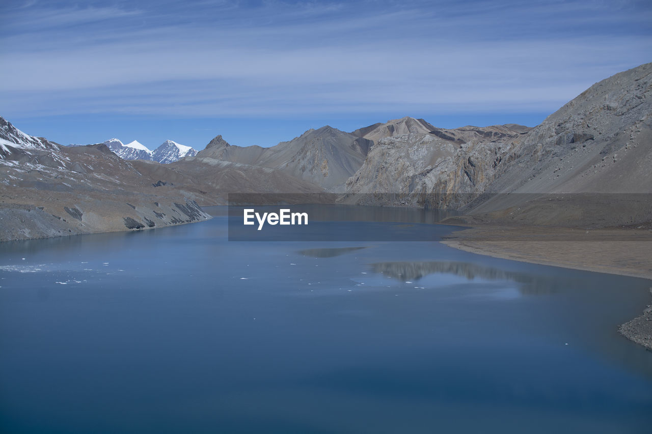 Mountain landscape with lake in nepal in the morning, nature photography