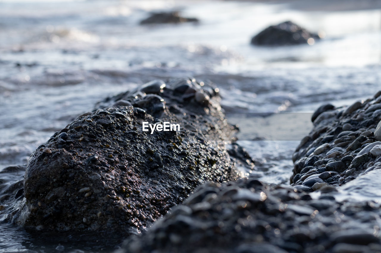 Close-up of rocks on beach