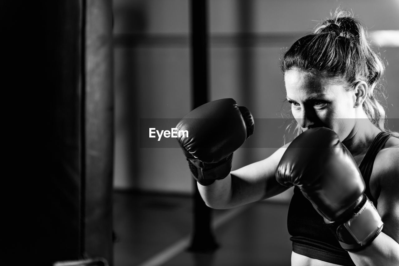 Woman on boxing training