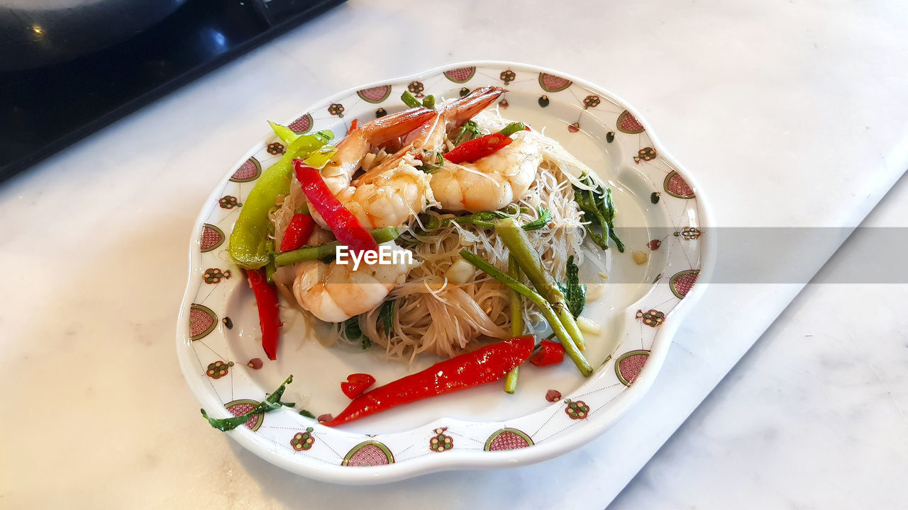 High angle view of food in bowl