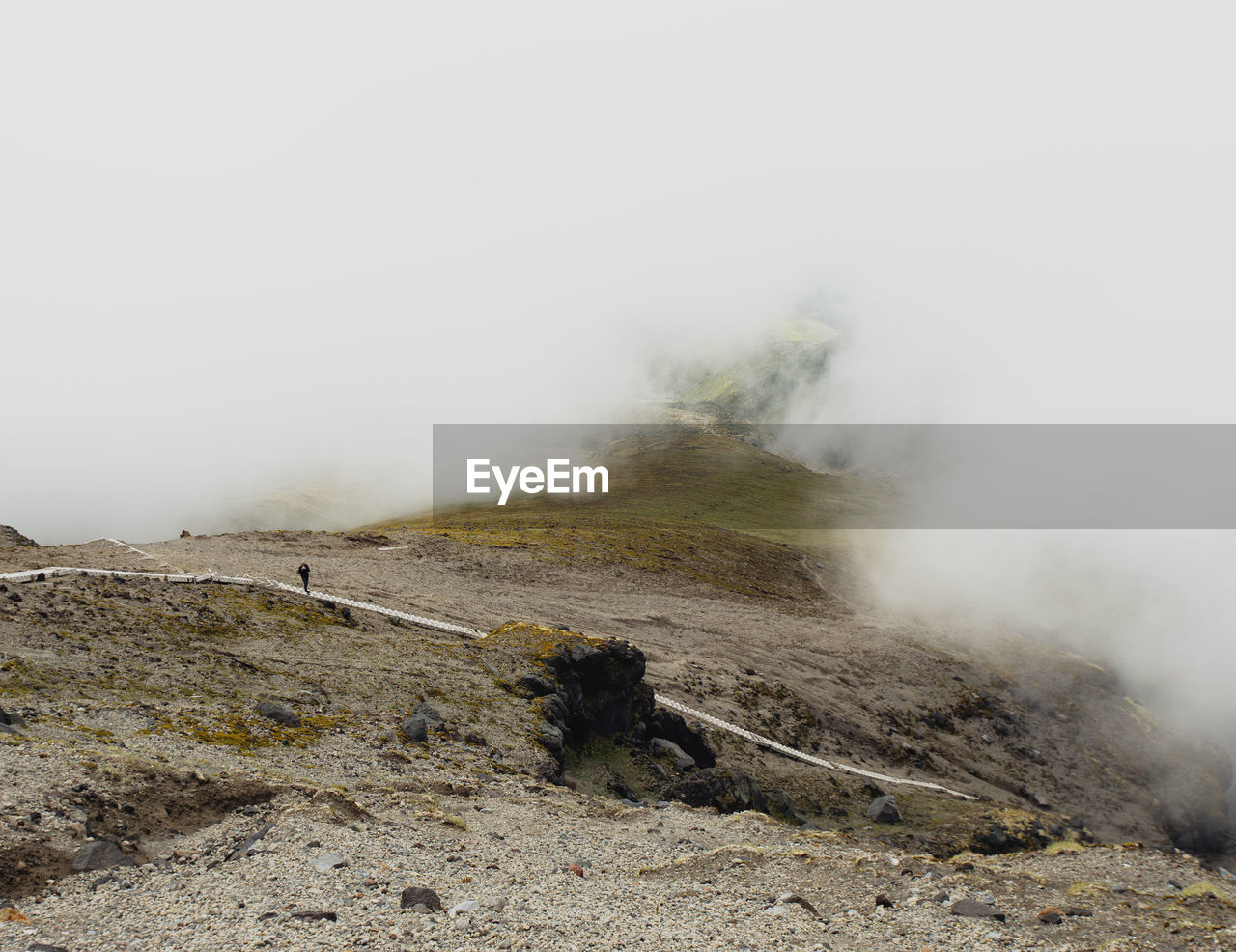 Scenic view of landscape amidst fog