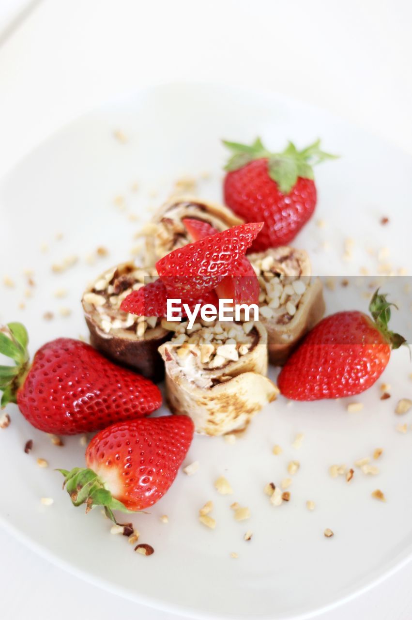 Close-up of strawberries in plate