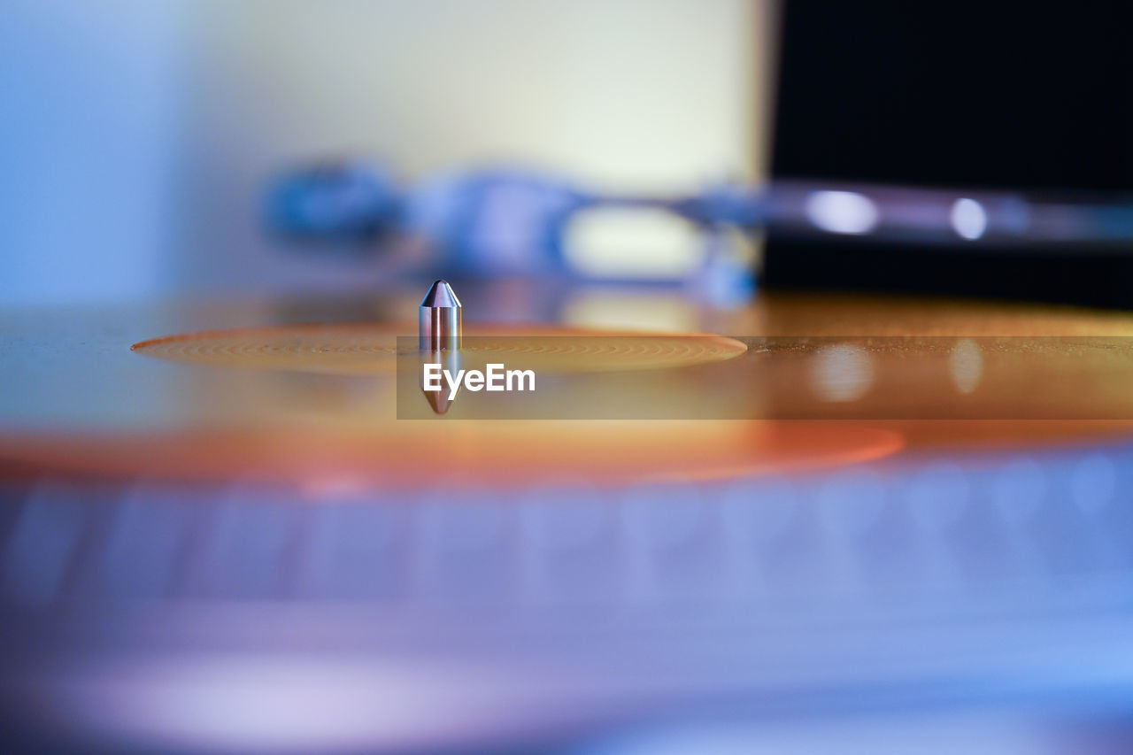 Close-up of audiophile turntable