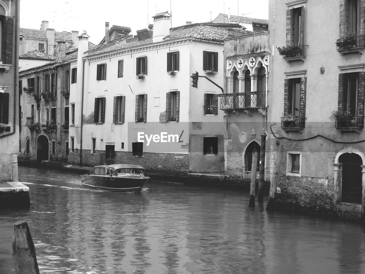 View of canal in city