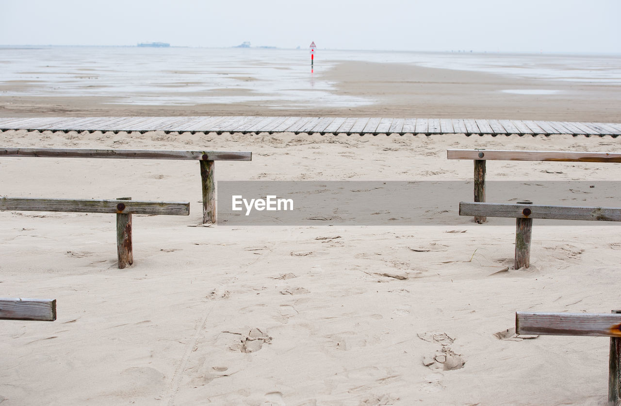 WOODEN POST AT BEACH