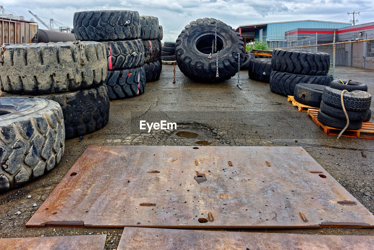 Large tires on footpath