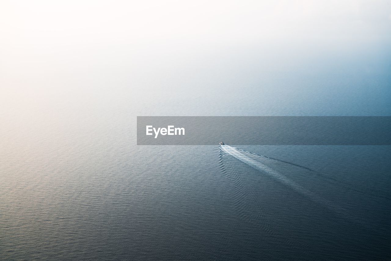 High angle view of boat against sky