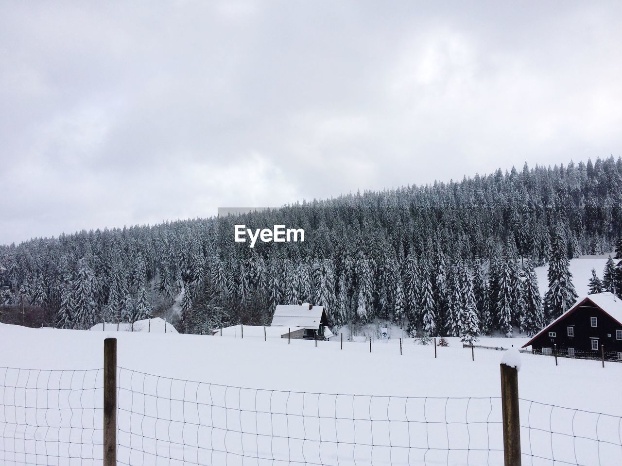 Scenic view of snow covered landscape against sky