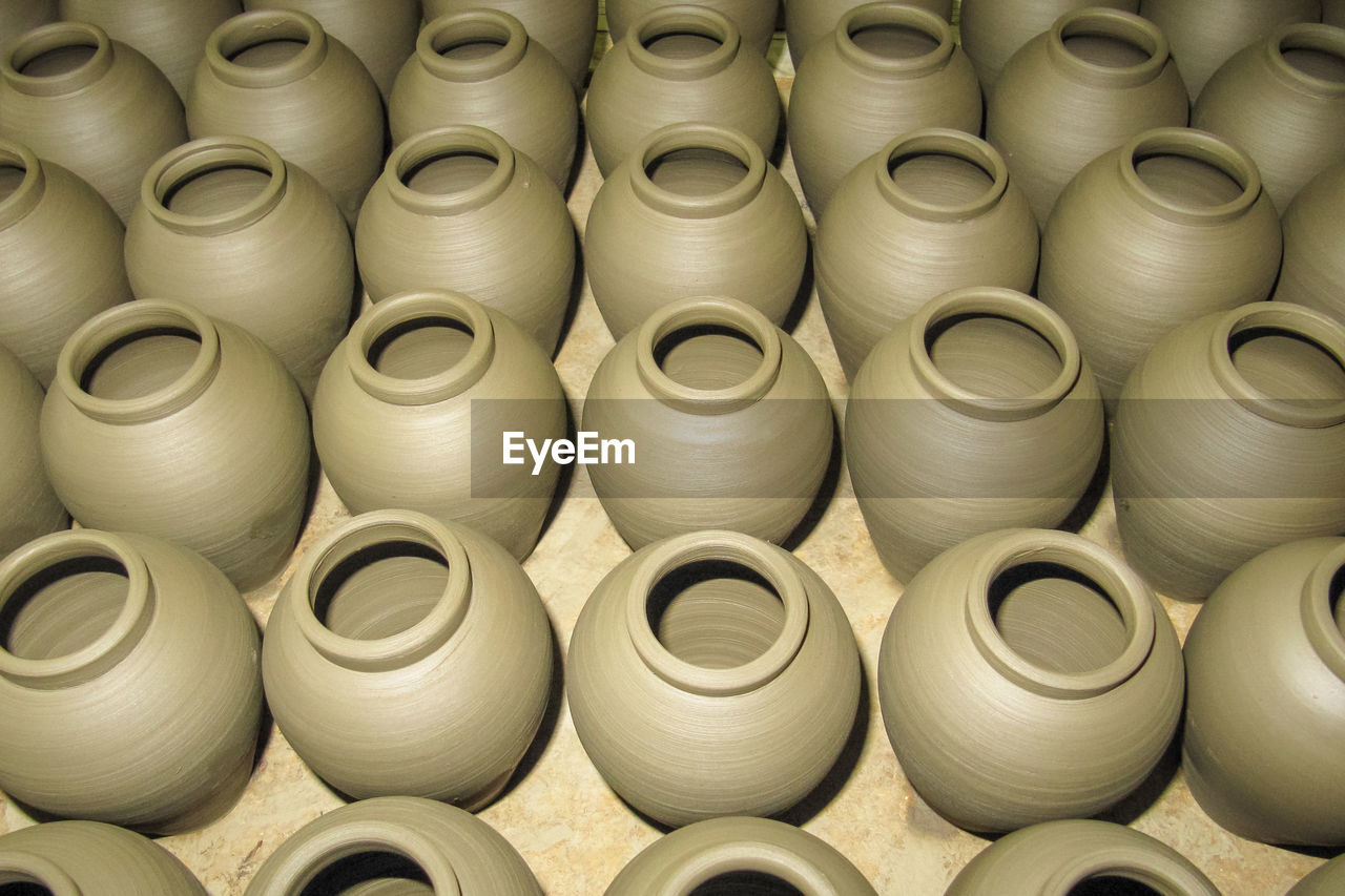 Full frame shot of vases