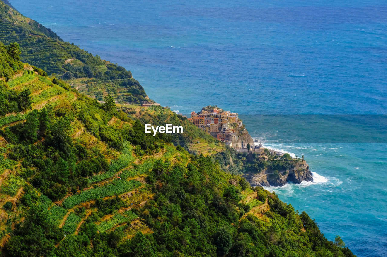 HIGH ANGLE VIEW OF SEA AND ROCKS