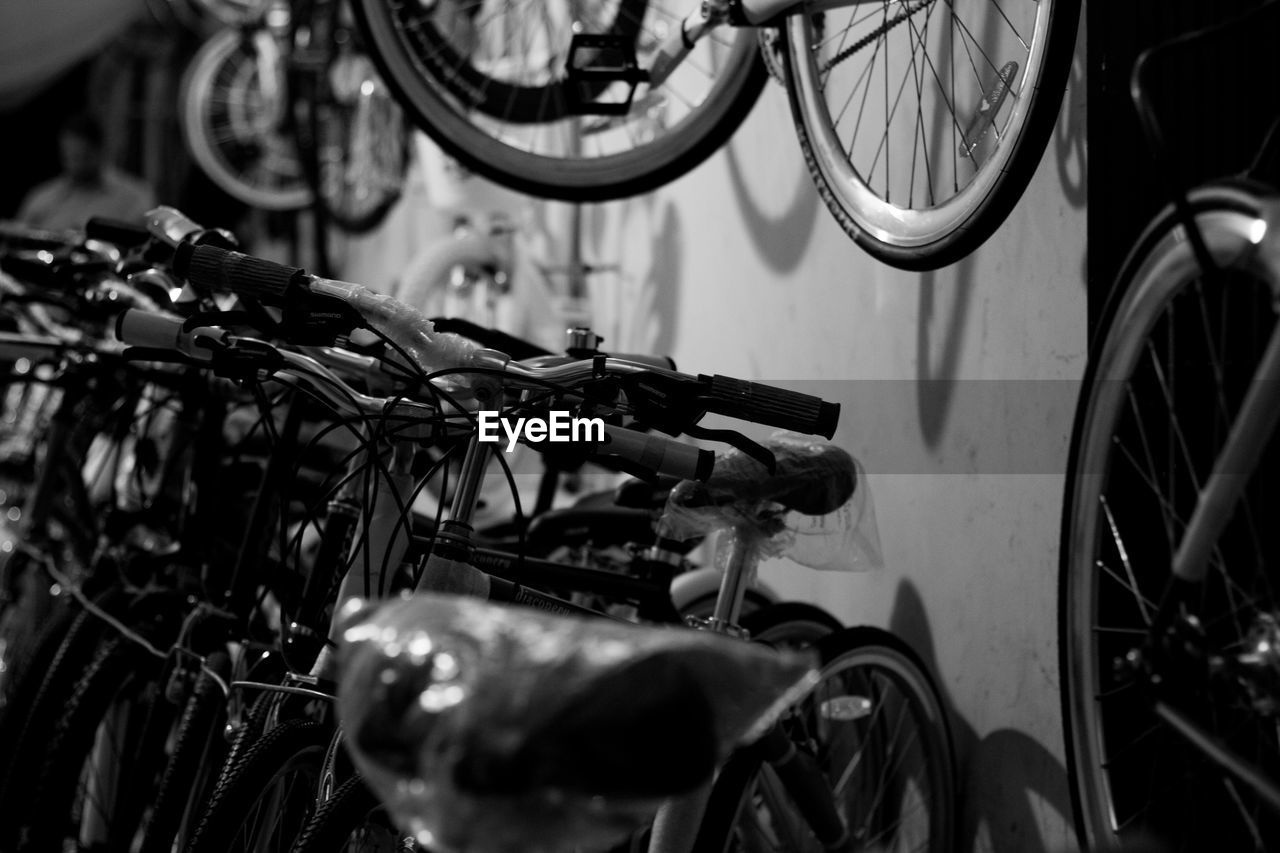 CLOSE-UP OF BICYCLE AGAINST BLURRED MOTION