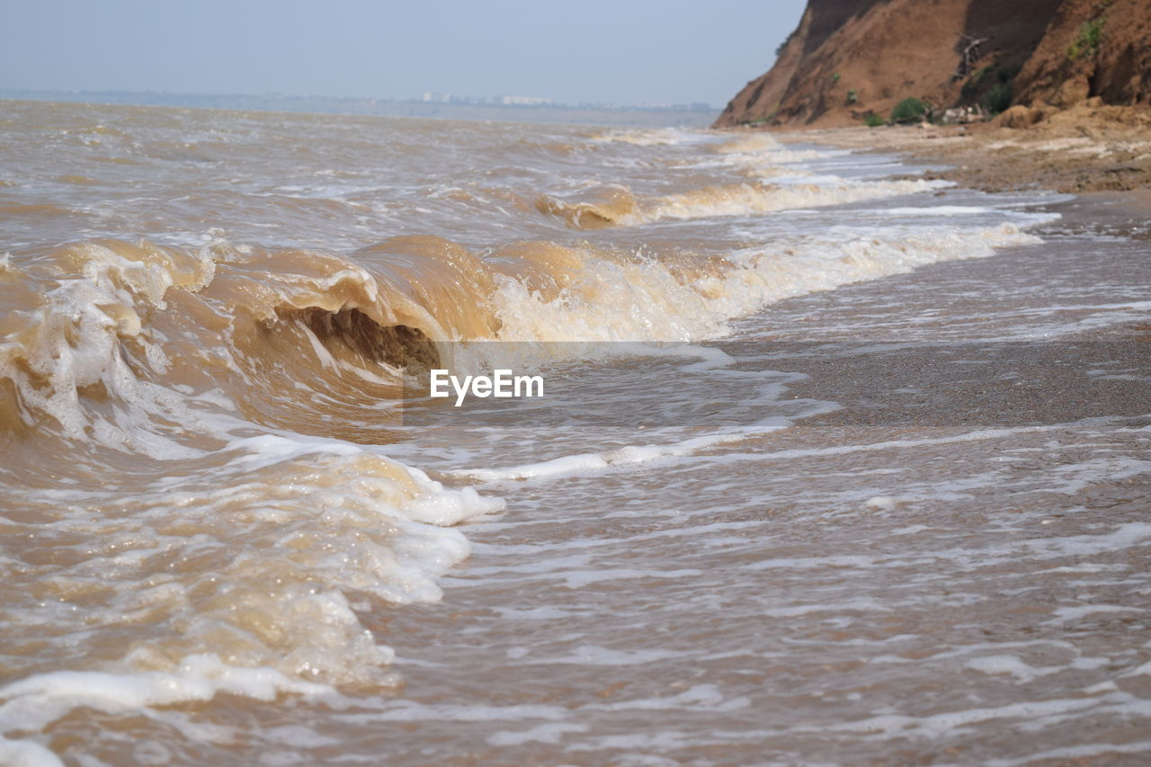 Scenic view of beach against sky