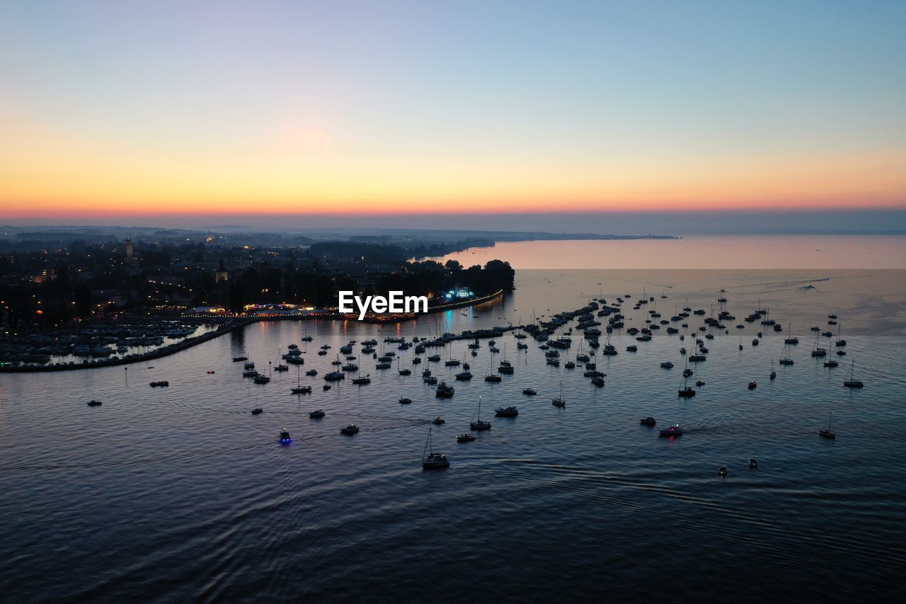 scenic view of sea at sunset