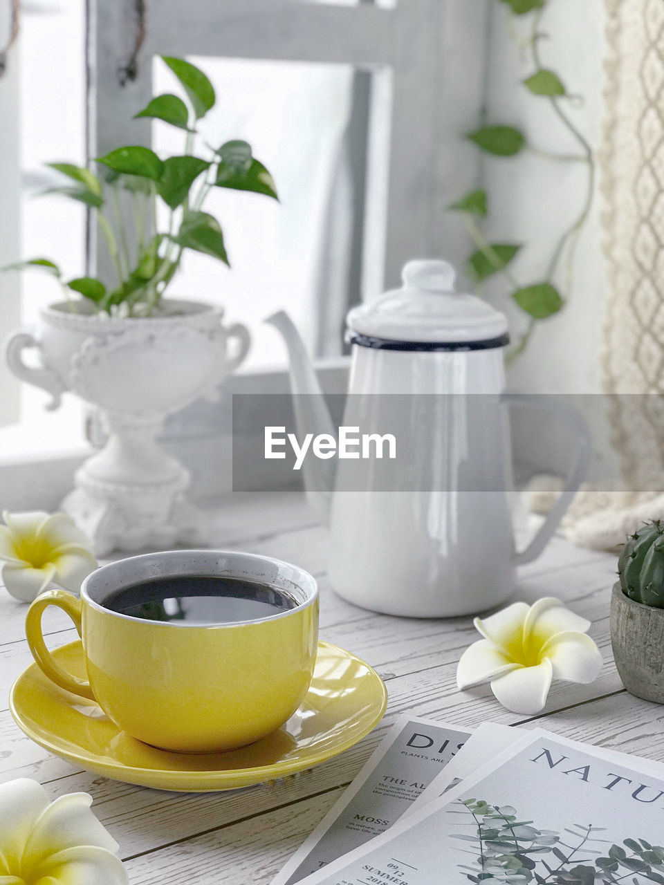 Close-up of coffee served on table