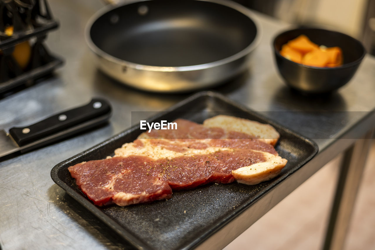 high angle view of food on table