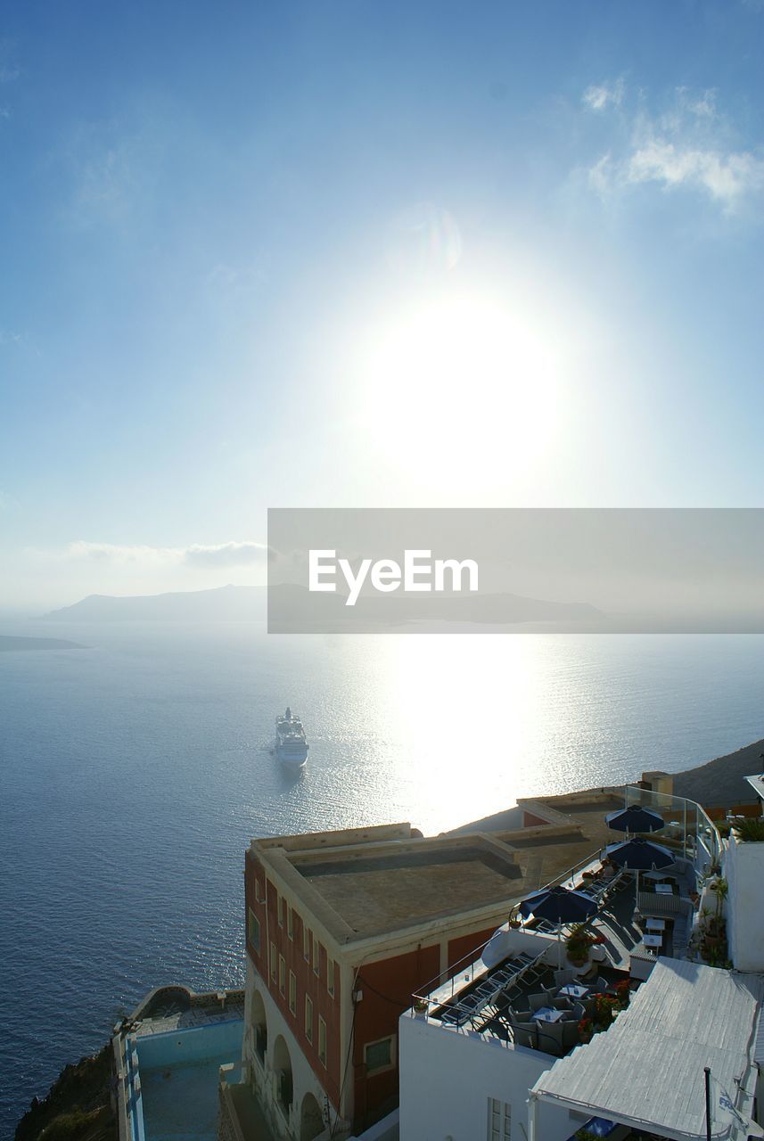 High angle view of sunset over sea