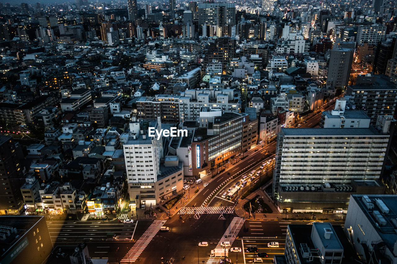 High angle view of city street