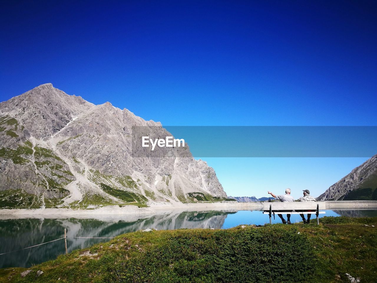 SCENIC VIEW OF LAKE AGAINST CLEAR SKY