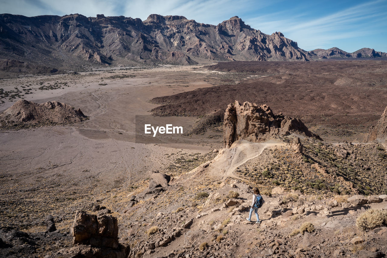 Scenic view of dry volcanic landscape on tenerife