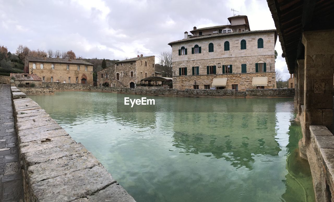 RIVER WITH BUILDINGS IN BACKGROUND