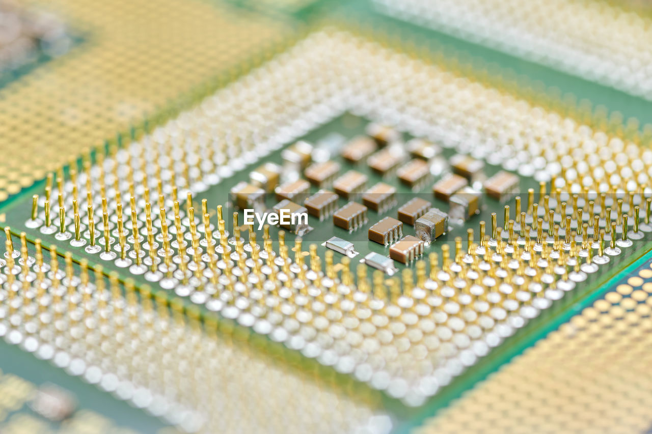 Cpu, central processor unit, isolated background. main electronic circuitry for computer. hallow dof