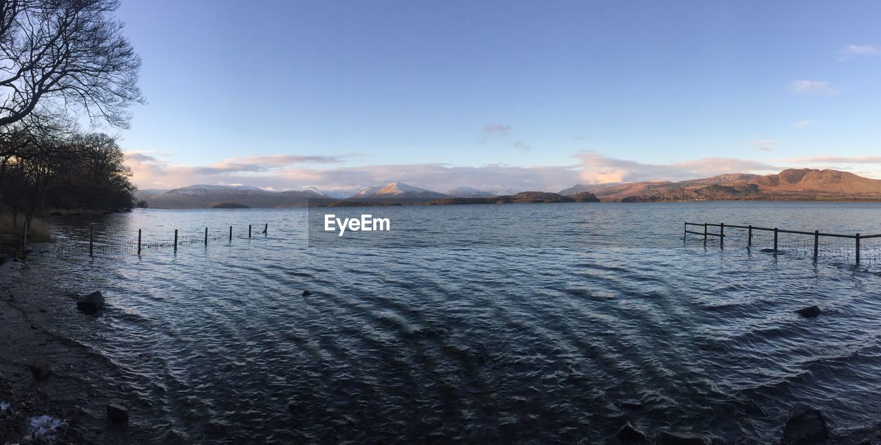 Scenic view of lake against sky