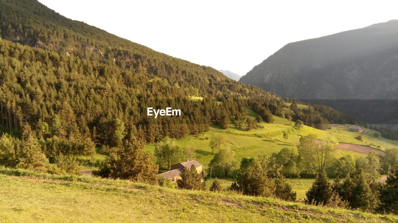 SCENIC VIEW OF FIELD AGAINST MOUNTAINS