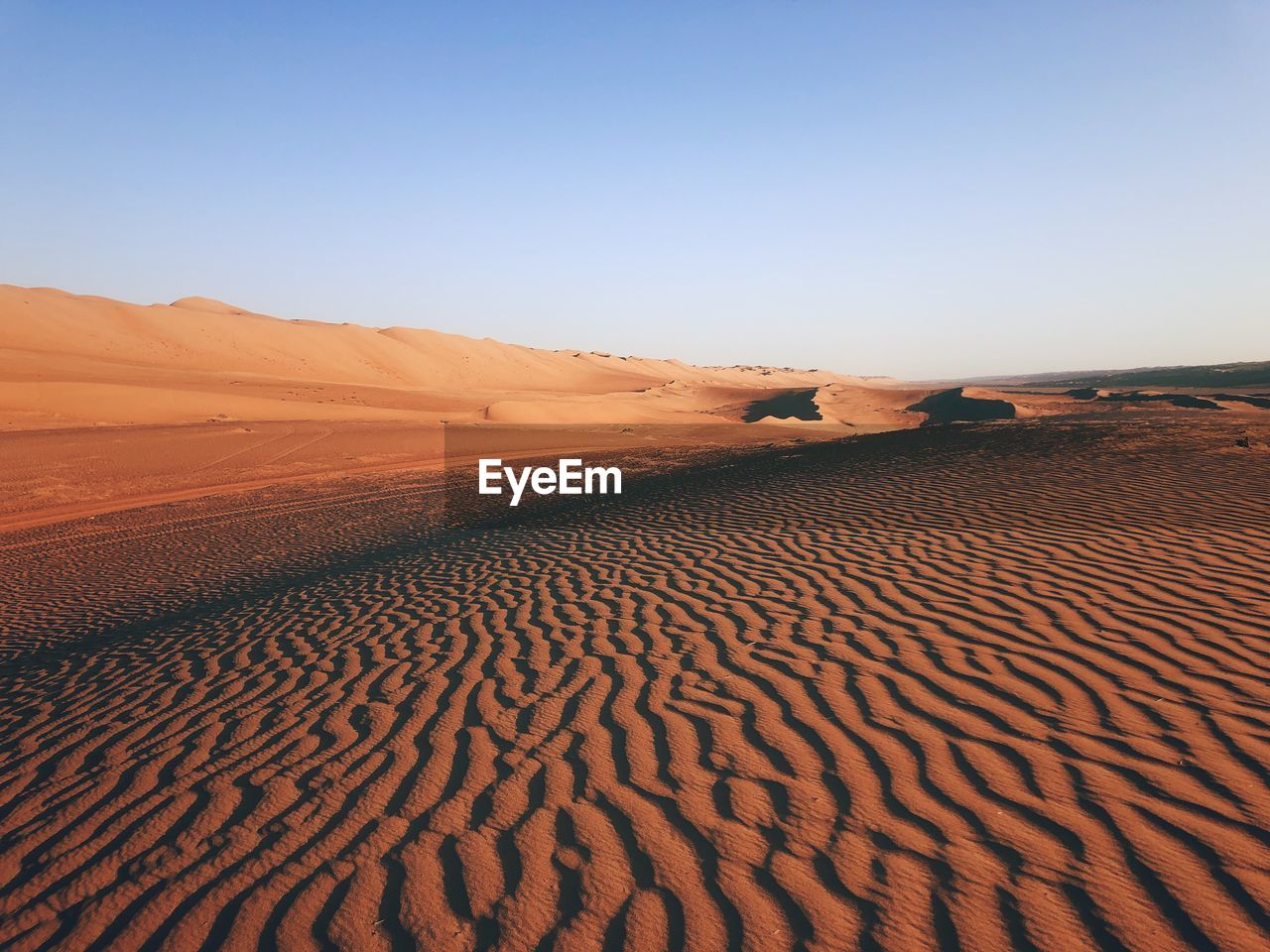 Scenic view of desert against clear sky