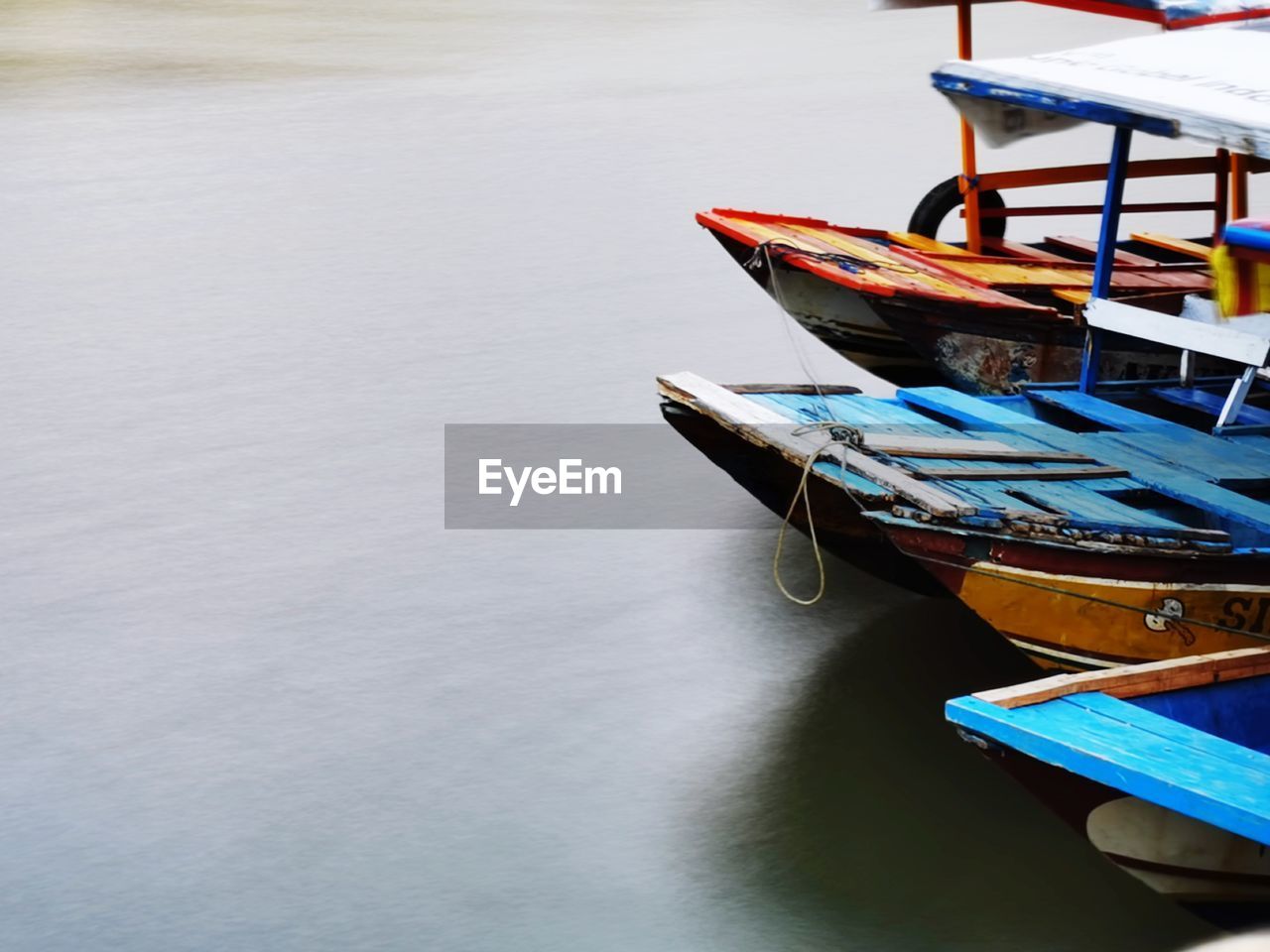 High angle view of boat moored in sea