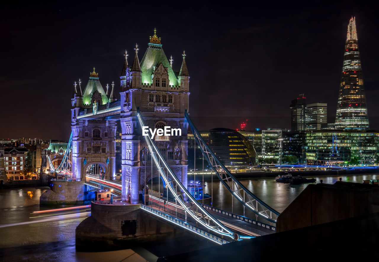 Illuminated city at night