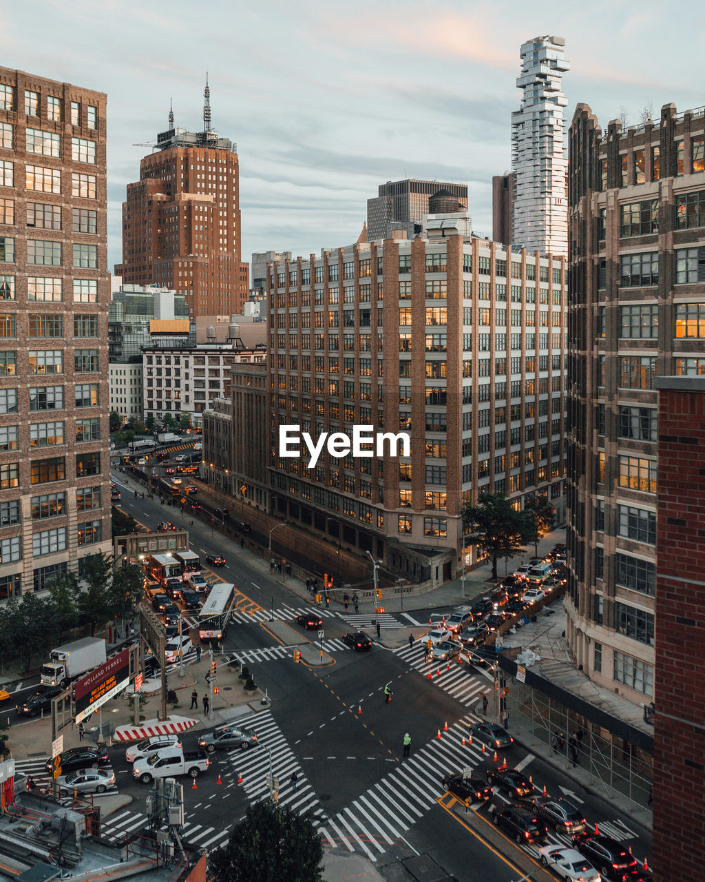 High angle view of city street