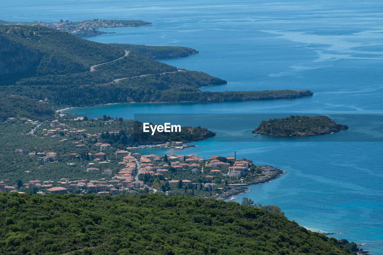 High angle view of sea and shore