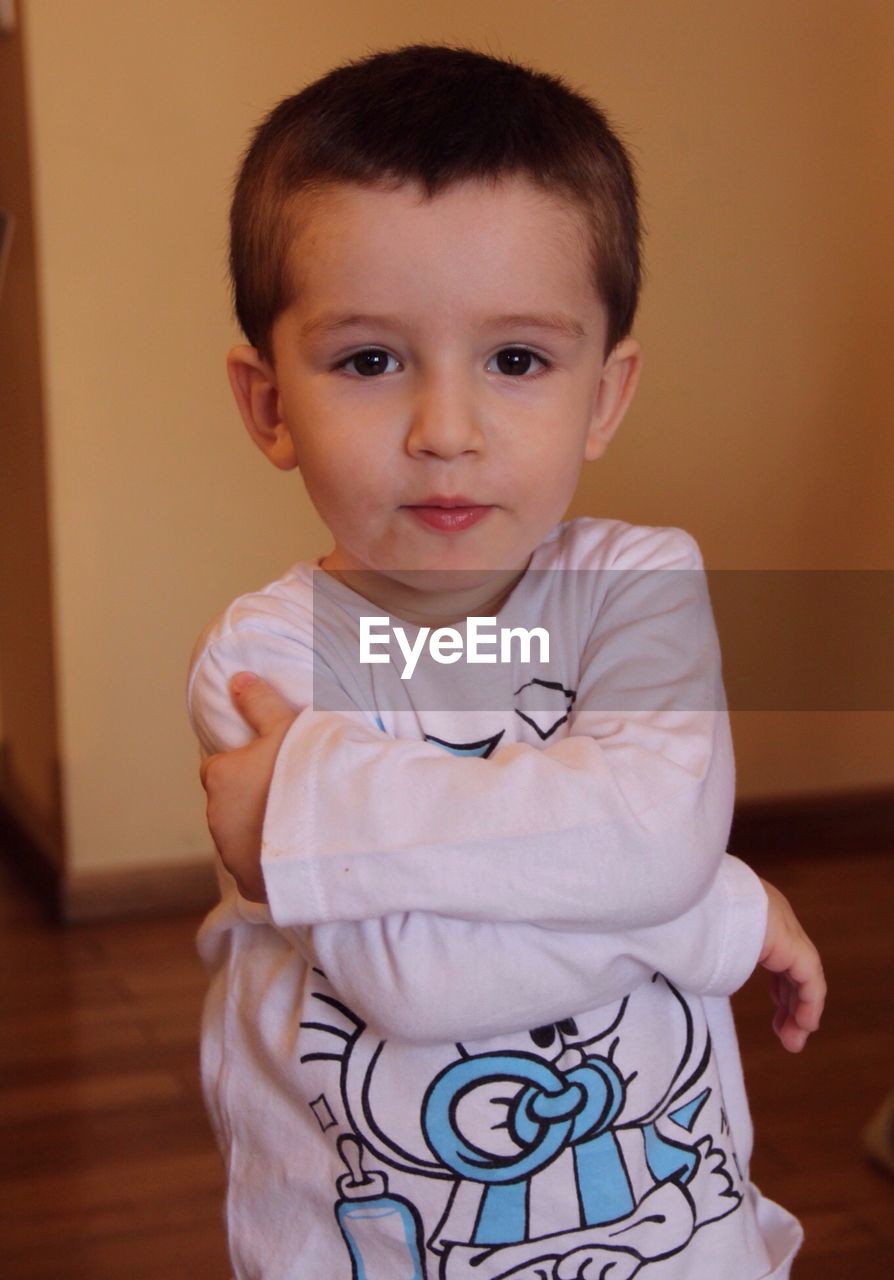 Portrait of cute boy at home