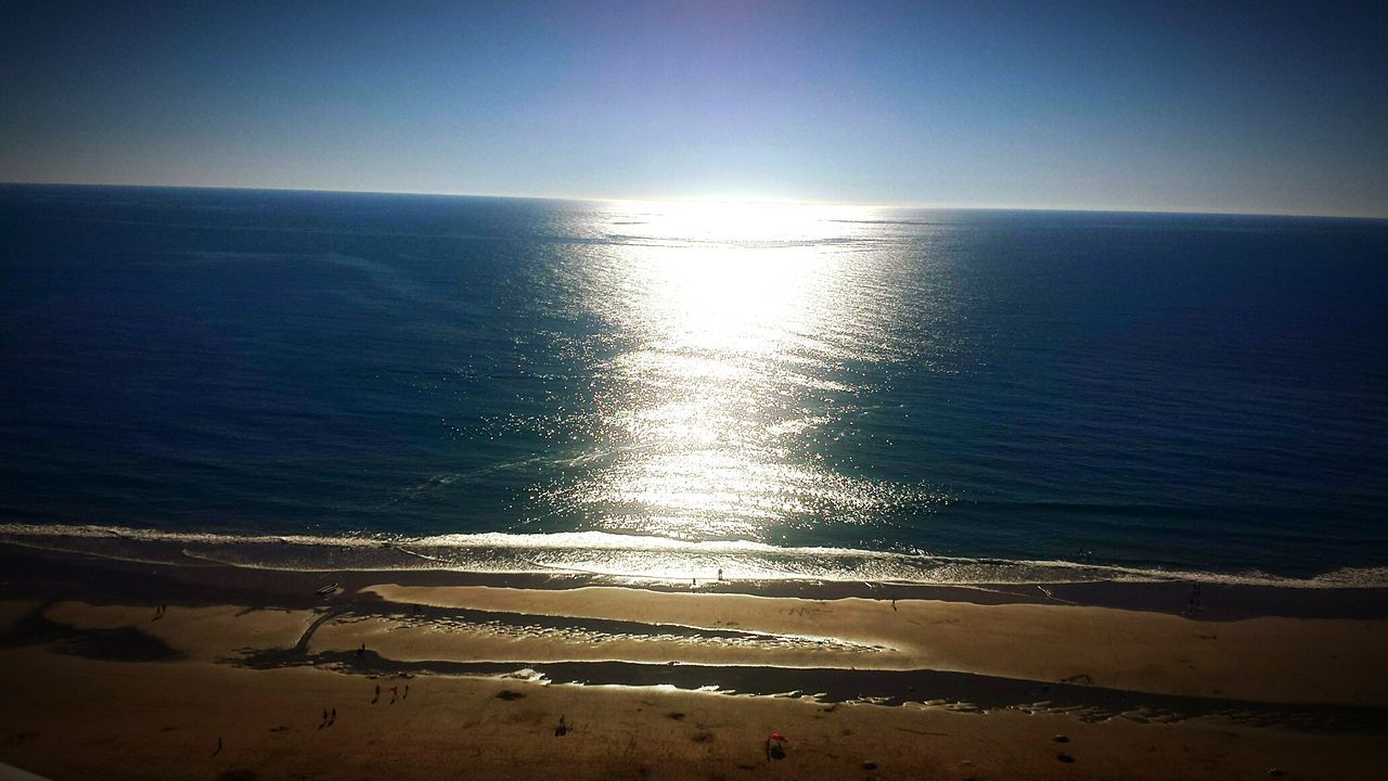 SCENIC VIEW OF BEACH AGAINST SKY DURING SUNSET