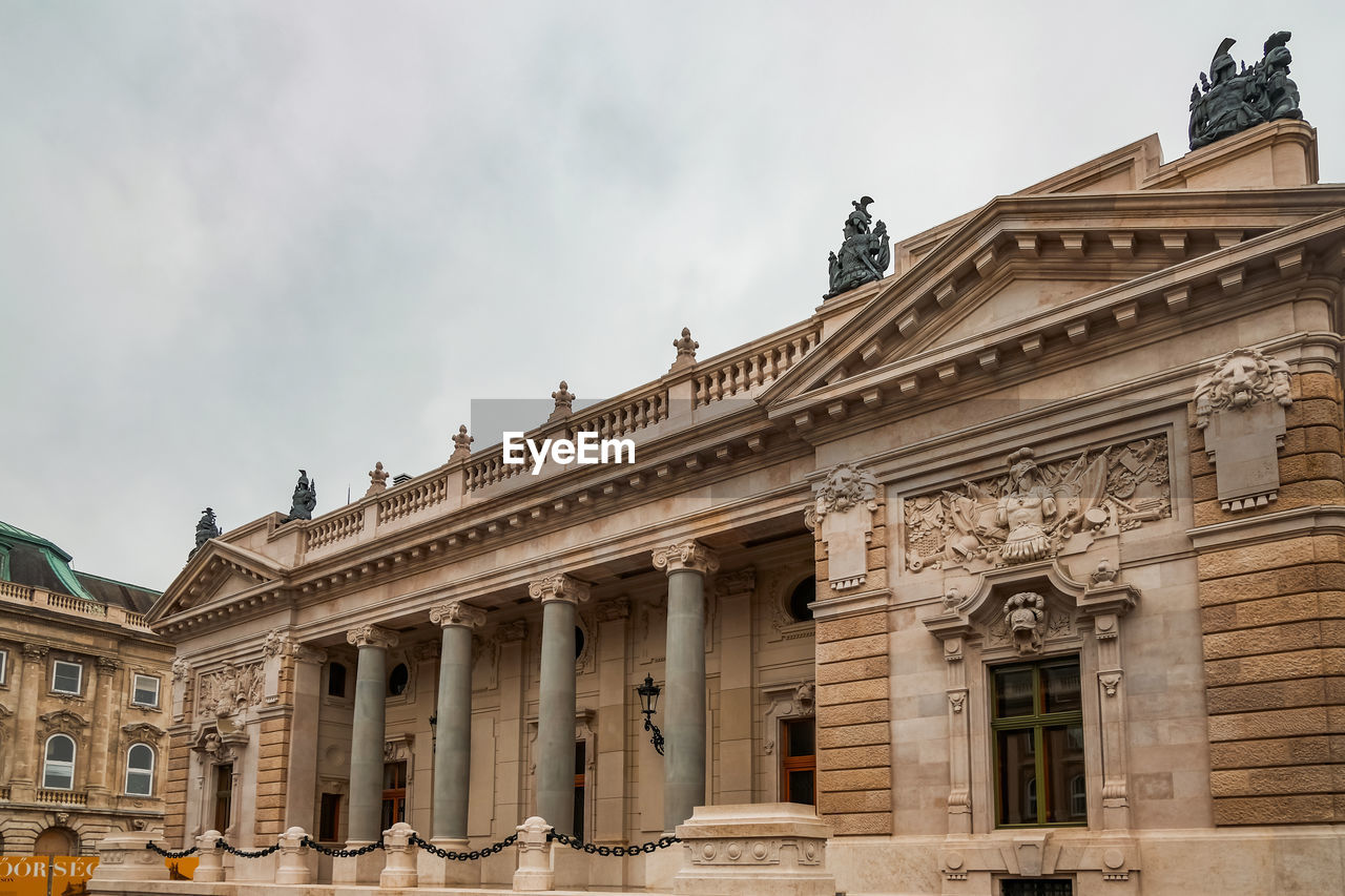 Low angle view of historical building against sky in budapest 